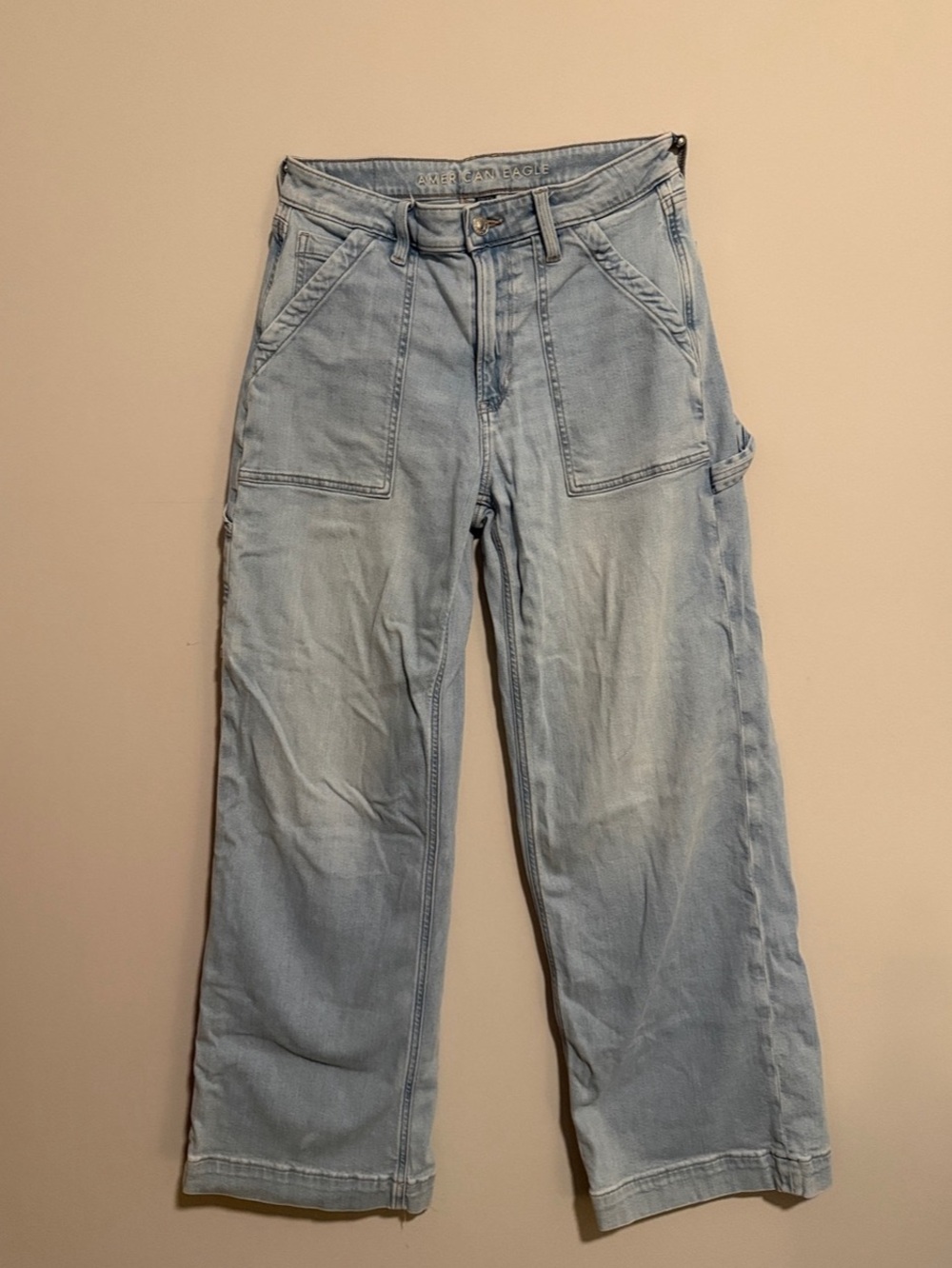 American Eagle Wide Leg Carpenter Jeans Women's Straight Leg Blue Small